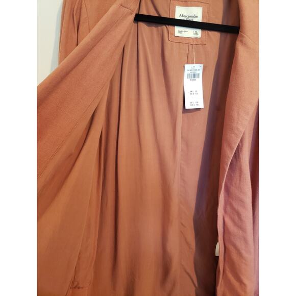 Abercrombie & Fitch Linen Blend Oversized Jacket Blazer Rose Pink XL Salmon NWT - Picture 6 of 11